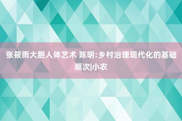 张筱雨大胆人体艺术 陈明:乡村治理现代化的基础顺次|小农