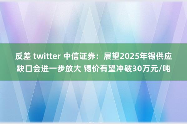 反差 twitter 中信证券：展望2025年锡供应缺口会进一步放大 锡价有望冲破30万元/吨